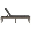 Szürke polyrattan napozóágy párnával 55x200x44 cm