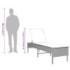 Szürke polyrattan napozóágy párnával 55x200x44 cm