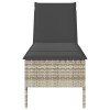 Világosszürke polyrattan napozóágy párnával 55x200x44 cm