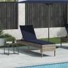 Szürke polyrattan napozóágy párnával 55x200x44 cm