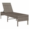 Szürke polyrattan napozóágy párnával 55x200x44 cm