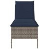 Szürke polyrattan napozóágy párnával 55x200x44 cm