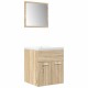 3 részes sonoma tölgyszínű szerelt fa fürdőszobai bútorszett