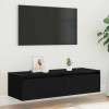 Tv szekrény led világítással fekete tölgy 100x35,5x25 cm