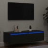 Tv szekrény led világítással fekete tölgy 100x35,5x25 cm