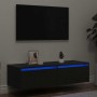 Tv szekrény led világítással fekete tölgy 100x35,5x25 cm