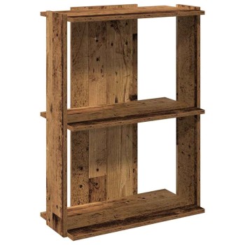 3 szintes antik fa szerelt fa könyvespolc 60x30x80 cm