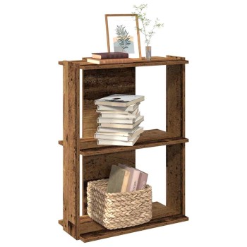 3 szintes antik fa szerelt fa könyvespolc 60x30x80 cm