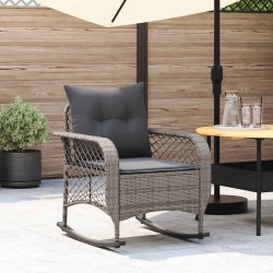 Szürke polyrattan kerti hintaszék párnával