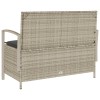 Világosszürke polyrattan kerti tárolópad párnával