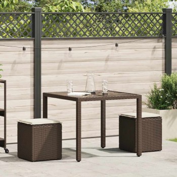 2 db barna polyrattan kerti szék párnával 40x40x43 cm