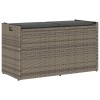 Szürke polyrattan kültéri tárolópad párnával 100 cm