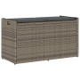Szürke polyrattan kültéri tárolópad párnával 100 cm