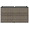 Szürke polyrattan kültéri tárolópad párnával 100 cm