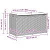 Világosszürke polyrattan kültéri tárolópad párnával 100 cm