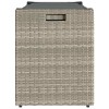 Világosszürke polyrattan kültéri tárolópad párnával 100 cm