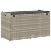 Világosszürke polyrattan kültéri tárolópad párnával 100 cm