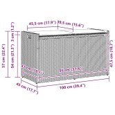 Barna polyrattan kültéri tárolópad párnával 100 cm