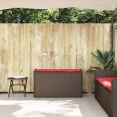 Barna polyrattan kültéri tárolópad párnával 100 cm