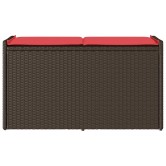 Barna polyrattan kültéri tárolópad párnával 100 cm