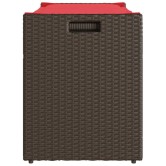 Barna polyrattan kültéri tárolópad párnával 100 cm