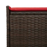 Barna polyrattan kültéri tárolópad párnával 100 cm
