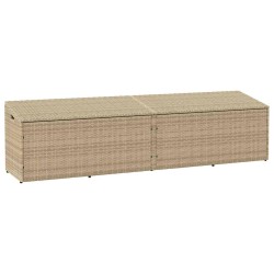 Bézs polyrattan kerti tárolóláda 220x50x58 cm