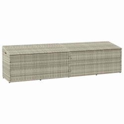 Világosszürke polyrattan kerti tárolóláda 220x50x58 cm