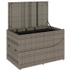 Összecsukható napozóágy párnával és tárolóval szürke polyrattan