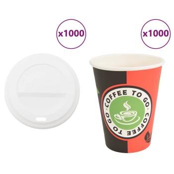 1000 db papír kávéscsészék fedővel 4oz 100ml