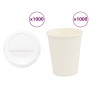 1000 db papír kávéscsészék fedővel 8oz 200ml