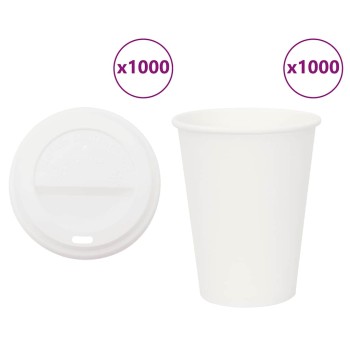 1000 db papír kávéscsészék fedővel 12oz 300ml