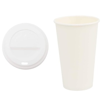 1000 db papír kávéscsészék fedővel 16oz 400ml