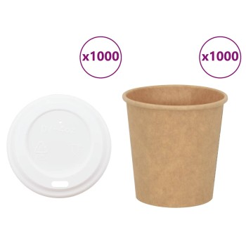 1000 db papír kávéscsészék fedővel 4oz 100ml