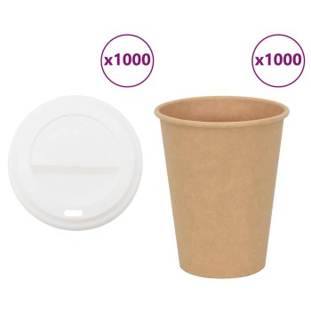 1000 db papír kávéscsészék fedővel 12oz 300ml