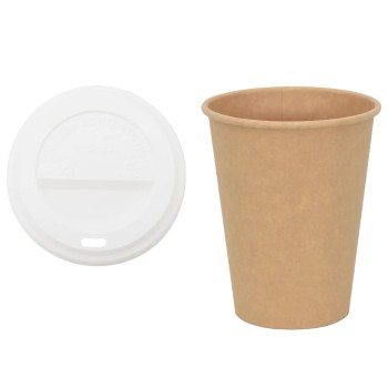 1000 db papír kávéscsészék fedővel 12oz 300ml