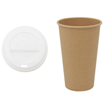 1000 db papír kávéscsészék fedővel 16oz 400ml
