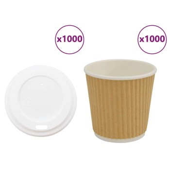 1000 db papír kávéscsészék fedővel 4oz 100ml