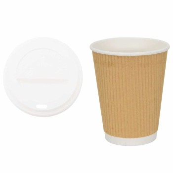 1000 db papír kávéscsészék fedővel 12oz 300ml