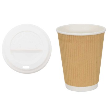 1000 db papír kávéscsészék fedővel 16oz 400ml