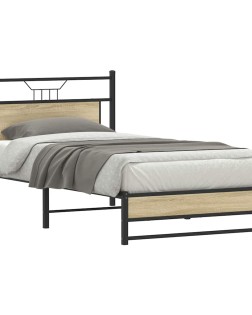 Sonoma tölgy színű szerelt fa ágykeret matrac nélkül 100x200 cm