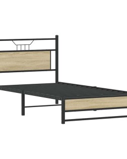 Sonoma tölgy színű szerelt fa ágykeret matrac nélkül 100x200 cm