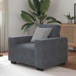 Sötétszürke bársony kanapéfotel 60 cm