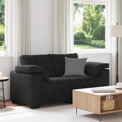 Fekete bársony loveseat kanapé 120 cm