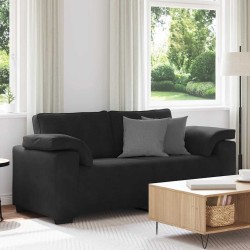 Fekete bársony loveseat kanapé 140 cm