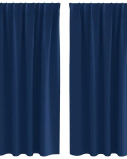 Fekete függöny gyűrűkkel 2 pcs sötét kék 175 x 140 cm