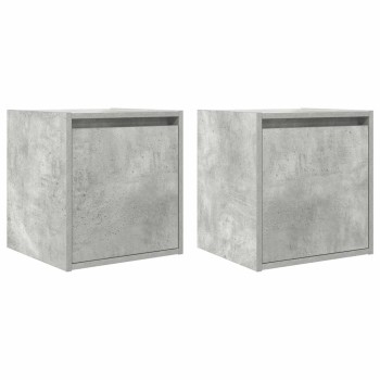 2 db betonszürke falra szerelhető éjjeliszekrény 38x34x40 cm