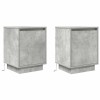 2 db betonszürke éjjeliszekrény led-fényekkel 38x34x50 cm