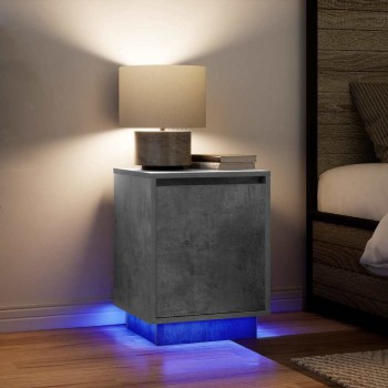 2 db betonszürke éjjeliszekrény led-fényekkel 38x34x50 cm