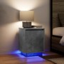 2 db betonszürke éjjeliszekrény led-fényekkel 38x34x50 cm